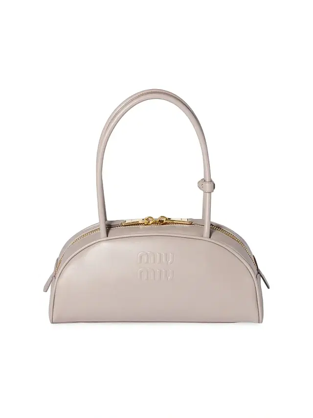 Miu Miu Women's Beau Leather East West Top Handle Bag - Grey