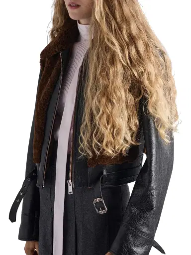 Prada Women's Leather and Shearling Jacket - Black | Thumbnail 3 Prada Women's Leather and Shearling Jacket - Black | Thumbnail 3