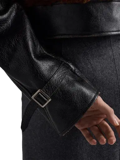 Prada Women's Leather and Shearling Jacket - Black | Thumbnail 5 Prada Women's Leather and Shearling Jacket - Black | Thumbnail 5