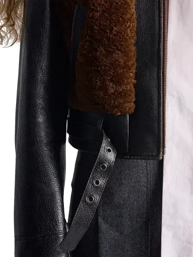 Prada Women's Leather and Shearling Jacket - Black | Thumbnail 6 Prada Women's Leather and Shearling Jacket - Black | Thumbnail 6
