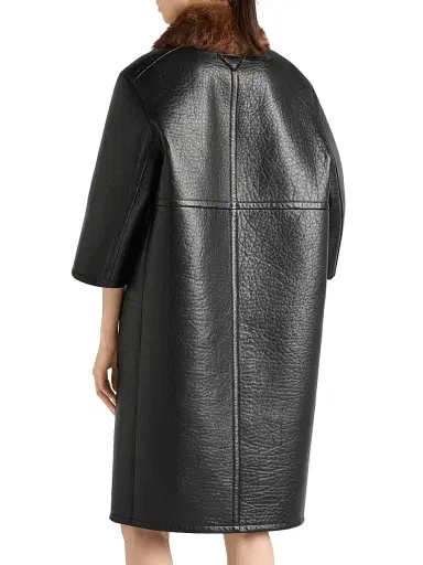 Prada Women's Bonded Leather Coat - Black - Size 6 | Thumbnail 3 Prada Women's Bonded Leather Coat - Black - Size 6 | Thumbnail 3