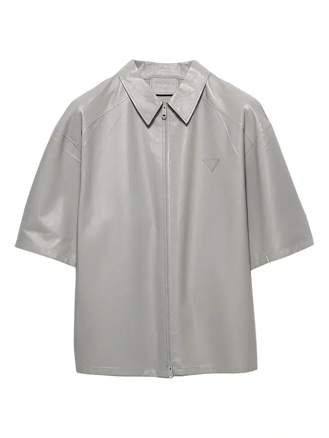 Men's Short-Sleeved Nappa Leather Shirt - Grey
