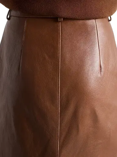 Prada Women's Nappa Leather Pencil Skirt - Brown | Thumbnail 5 Prada Women's Nappa Leather Pencil Skirt - Brown | Thumbnail 5