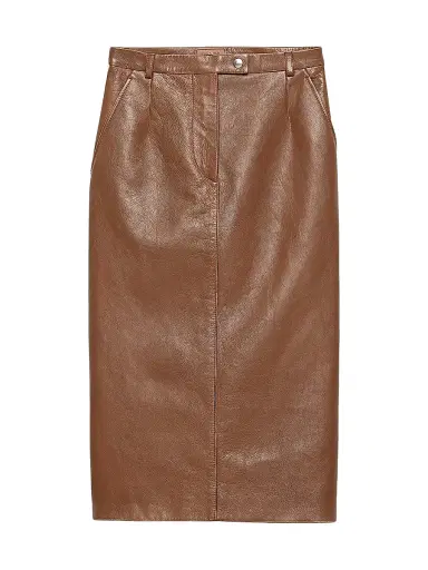 Prada Women's Nappa Leather Pencil Skirt - Brown | Thumbnail 1 Prada Women's Nappa Leather Pencil Skirt - Brown | Thumbnail 1