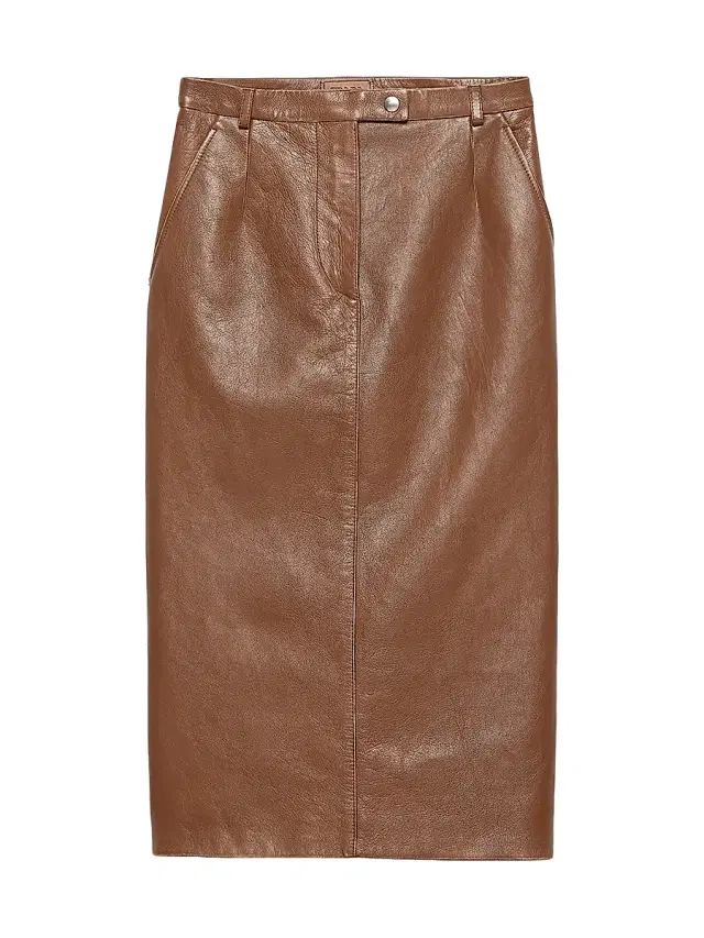 Prada Women's Nappa Leather Pencil Skirt - Brown