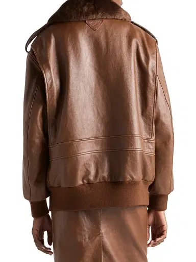 Prada Women's Nappa Leather Bomber Jacket - Brown - Size 6 | Thumbnail 4 Prada Women's Nappa Leather Bomber Jacket - Brown - Size 6 | Thumbnail 4