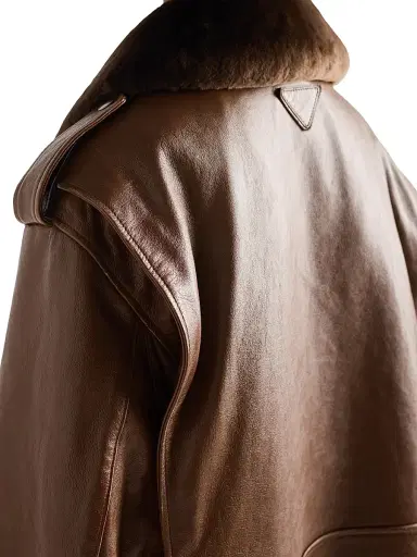 Prada Women's Nappa Leather Bomber Jacket - Brown - Size 6 | Thumbnail 5 Prada Women's Nappa Leather Bomber Jacket - Brown - Size 6 | Thumbnail 5