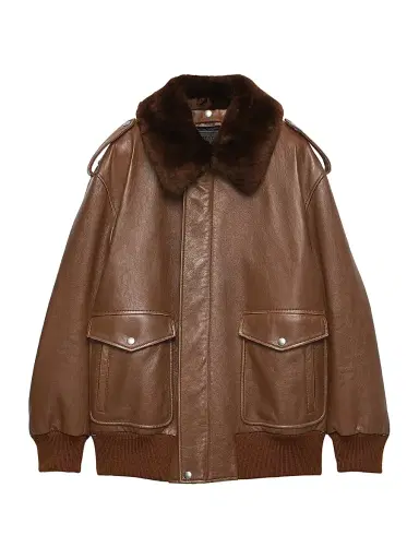Prada Women's Nappa Leather Bomber Jacket - Brown - Size 6 | Thumbnail 1 Prada Women's Nappa Leather Bomber Jacket - Brown - Size 6 | Thumbnail 1