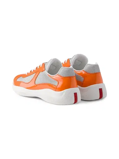 Prada Men's Patent Leather and Technical Fabric America's Cup Sneakers - Orange White | Thumbnail 3 Prada Men's Patent Leather and Technical Fabric America's Cup Sneakers - Orange White | Thumbnail 3