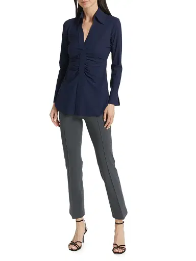 Chiara Boni La Petite Robe Women's Shohreh Ruched Top - Navy | Thumbnail 2 Chiara Boni La Petite Robe Women's Shohreh Ruched Top - Navy | Thumbnail 2