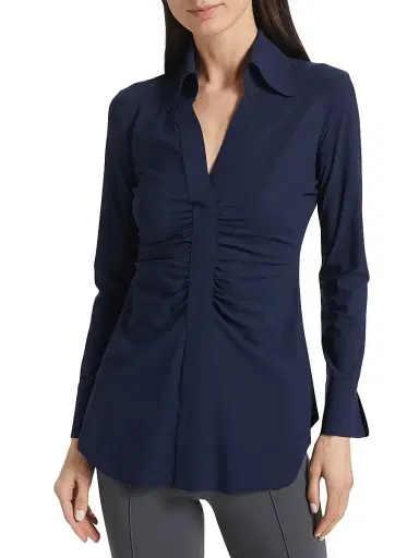 Chiara Boni La Petite Robe Women's Shohreh Ruched Top - Navy | Thumbnail 3 Chiara Boni La Petite Robe Women's Shohreh Ruched Top - Navy | Thumbnail 3