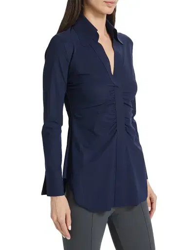 Chiara Boni La Petite Robe Women's Shohreh Ruched Top - Navy | Thumbnail 4 Chiara Boni La Petite Robe Women's Shohreh Ruched Top - Navy | Thumbnail 4