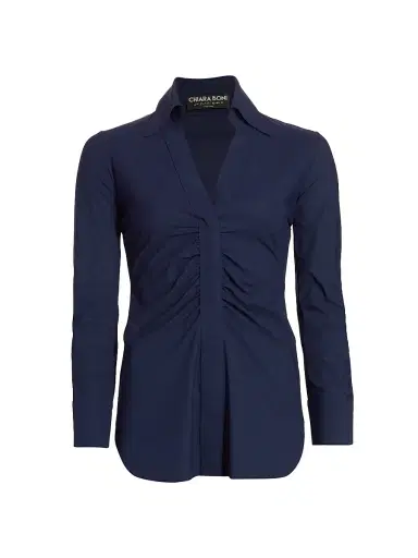 Chiara Boni La Petite Robe Women's Shohreh Ruched Top - Navy | Thumbnail 1 Chiara Boni La Petite Robe Women's Shohreh Ruched Top - Navy | Thumbnail 1
