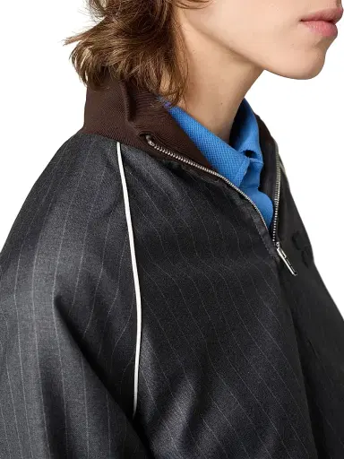Miu Miu Women's Pinstriped Zipper Blouson Jacket - Grey - Size 4 | Thumbnail 5 Miu Miu Women's Pinstriped Zipper Blouson Jacket - Grey - Size 4 | Thumbnail 5
