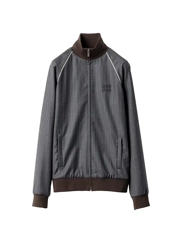 Miu Miu Women's Pinstriped Zipper Blouson Jacket - Grey
