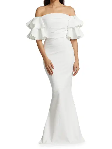 Chiara Boni La Petite Robe Women's Parvati Off-The-Shoulder Gown - Blue Notte - Size 10 | Thumbnail 2