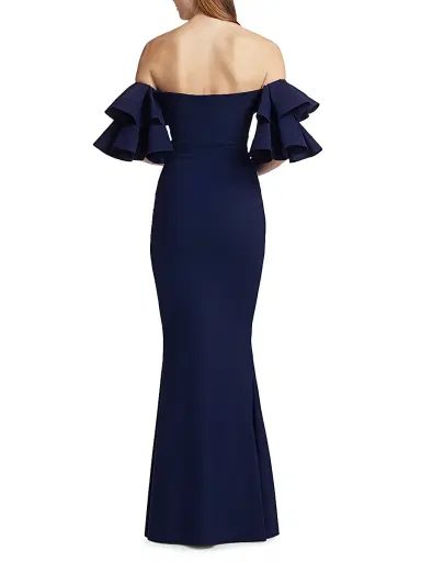Chiara Boni La Petite Robe Women's Parvati Off-The-Shoulder Gown - Blue Notte - Size 10 | Thumbnail 5