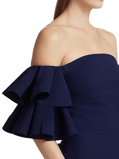Chiara Boni La Petite Robe Women's Parvati Off-The-Shoulder Gown - Blue Notte - Size 10 | Thumbnail 6