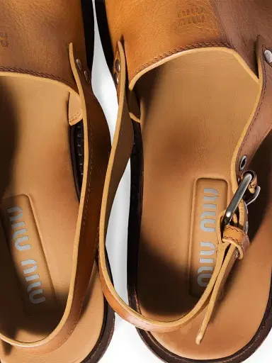 Miu Miu Women's Leather Sandals - Brown | Thumbnail 3 Miu Miu Women's Leather Sandals - Brown | Thumbnail 3