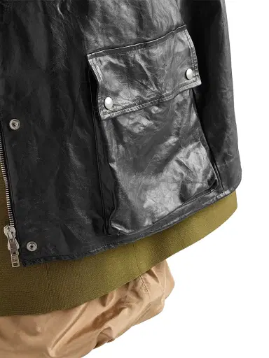 Prada Women's Antiqued Leather Caban Jacket - Black - Size 2 | Thumbnail 5