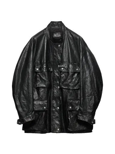 Prada Women's Antiqued Leather Caban Jacket - Black - Size 2 | Thumbnail 1
