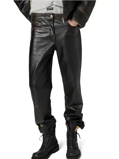 Miu Miu Women's Nappa Leather Pants - Black - Size 2 | Thumbnail 2