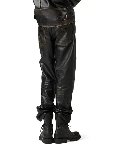 Miu Miu Women's Nappa Leather Pants - Black - Size 2 | Thumbnail 3