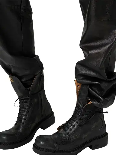 Miu Miu Women's Nappa Leather Pants - Black - Size 2 | Thumbnail 5