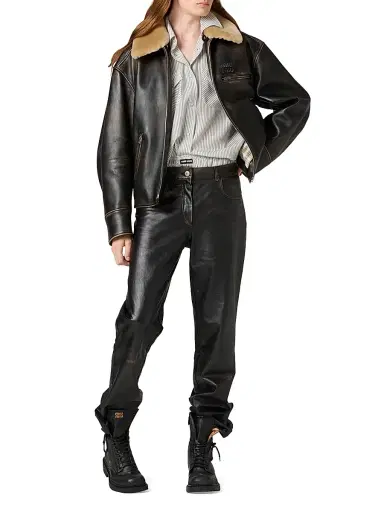 Miu Miu Women's Nappa Leather Pants - Black - Size 2 | Thumbnail 6