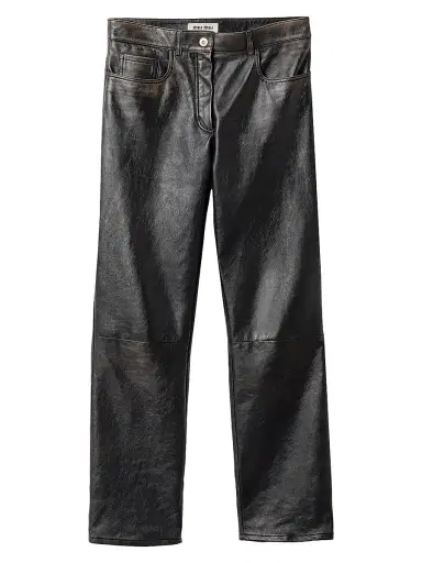 Miu Miu Women's Nappa Leather Pants - Black - Size 2 | Thumbnail 1