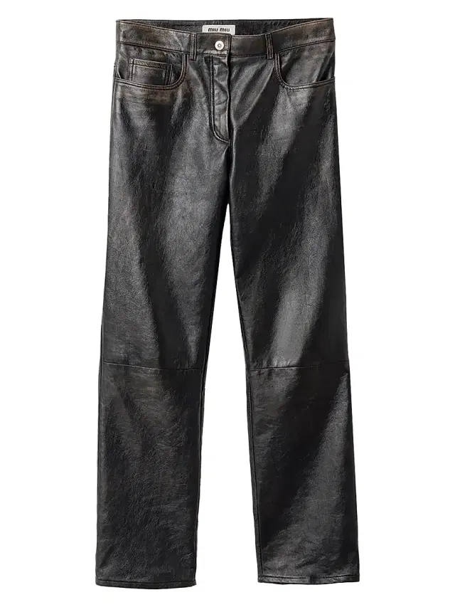 Miu Miu Women's Nappa Leather Pants - Black