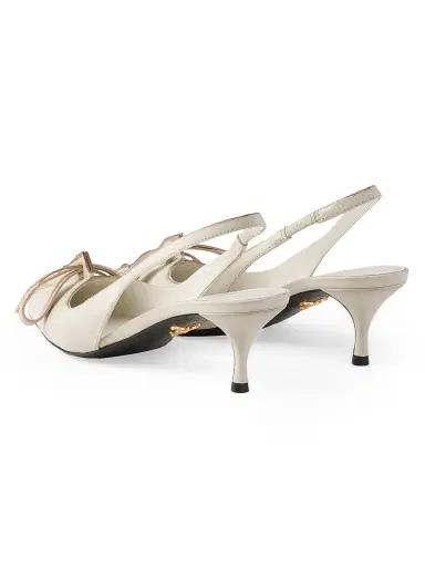 Prada Women's Leather Slingback Pumps - Beige Khaki - Size 7 | Thumbnail 2 Prada Women's Leather Slingback Pumps - Beige Khaki - Size 7 | Thumbnail 2