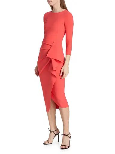 Chiara Boni La Petite Robe Women's Gathered Side Midi-Dress - Corallo - Size 18 | Thumbnail 2 Chiara Boni La Petite Robe Women's Gathered Side Midi-Dress - Corallo - Size 18 | Thumbnail 2