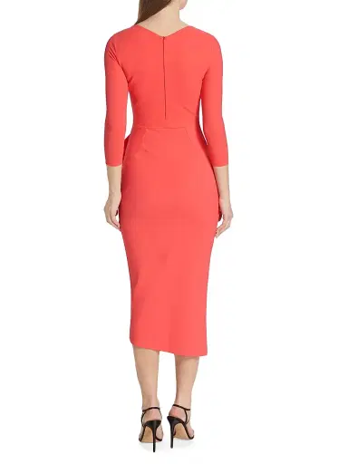 Chiara Boni La Petite Robe Women's Gathered Side Midi-Dress - Corallo - Size 18 | Thumbnail 5 Chiara Boni La Petite Robe Women's Gathered Side Midi-Dress - Corallo - Size 18 | Thumbnail 5