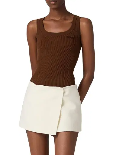 Miu Miu Women's Cotton Knit Tank Top - Brown - Size 4 | Thumbnail 2