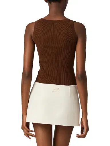 Miu Miu Women's Cotton Knit Tank Top - Brown - Size 4 | Thumbnail 3