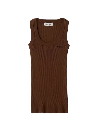 Miu Miu Women's Cotton Knit Tank Top - Brown - Size 4 | Thumbnail 1