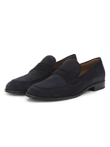 Gianvito Rossi Men's George Suede Penny Loafers - Dark Blue - Size 12 | Thumbnail 2
