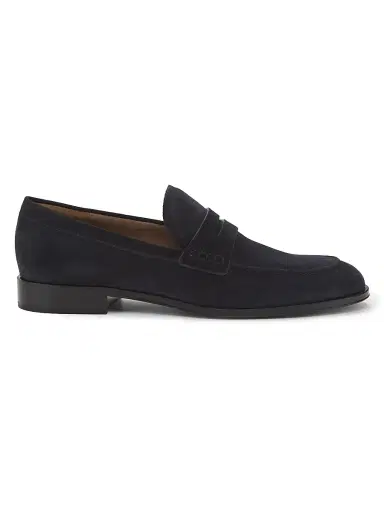 Gianvito Rossi Men's George Suede Penny Loafers - Dark Blue - Size 12 | Thumbnail 1