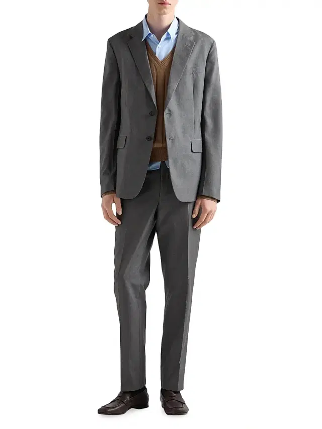 Men's Single-Breasted Silk Suit - Grey