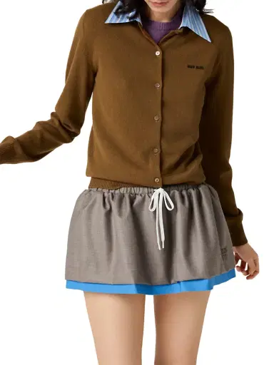 Miu Miu Women's Cashmere Cardigan with Collar - Brown - Size 10 | Thumbnail 2 Miu Miu Women's Cashmere Cardigan with Collar - Brown - Size 10 | Thumbnail 2