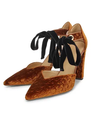Ulla Johnson Women's Corinna 85MM Bow Textured Pumps - Rust Copper | Thumbnail 2 Ulla Johnson Women's Corinna 85MM Bow Textured Pumps - Rust Copper | Thumbnail 2