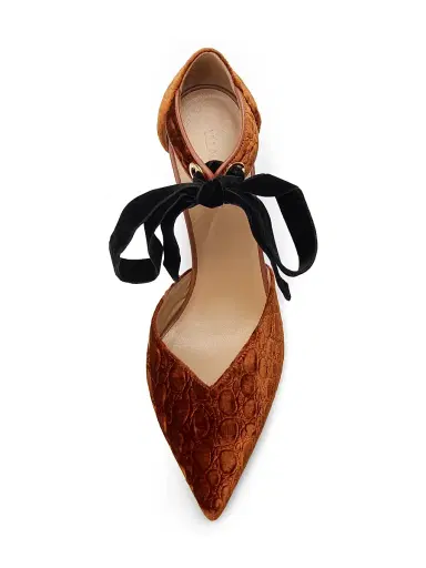 Ulla Johnson Women's Corinna 85MM Bow Textured Pumps - Rust Copper | Thumbnail 4 Ulla Johnson Women's Corinna 85MM Bow Textured Pumps - Rust Copper | Thumbnail 4