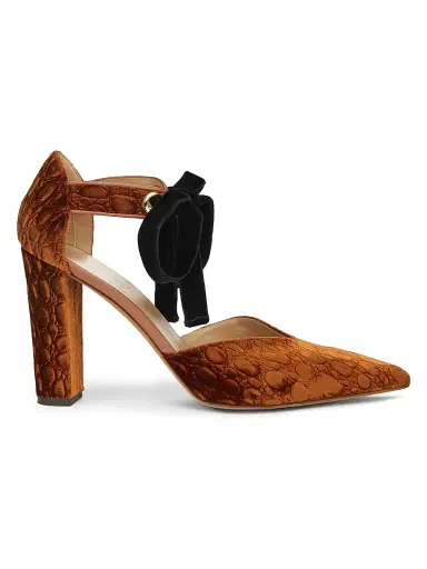 Ulla Johnson Women's Corinna 85MM Bow Textured Pumps - Rust Copper | Thumbnail 1 Ulla Johnson Women's Corinna 85MM Bow Textured Pumps - Rust Copper | Thumbnail 1