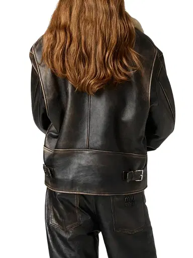 Miu Miu Women's Nappa Leather Jacket - Dark Brown - Size 8 | Thumbnail 3