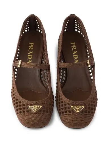 Prada Women's Crochet Pumps - Brown | Thumbnail 3