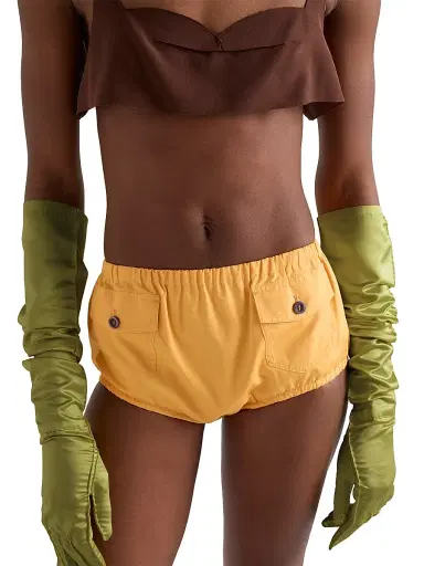 Prada Women's Poplin Shorts - Yellow - Size 00 | Thumbnail 2