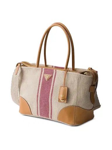 Prada Women's Canvas and Leather Tote Bag - Beige | Thumbnail 2