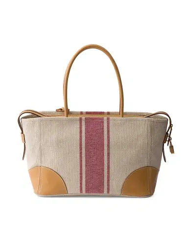 Prada Women's Canvas and Leather Tote Bag - Beige | Thumbnail 3