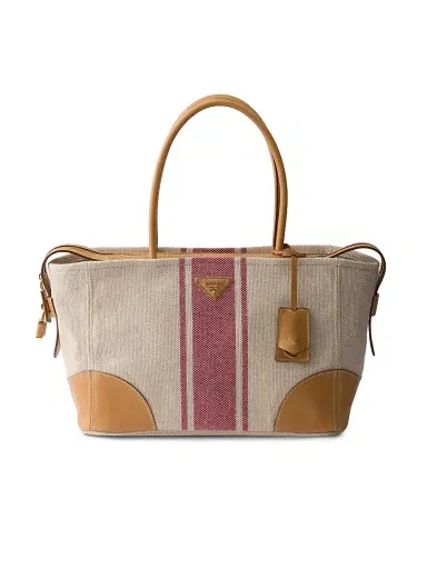 Prada Women's Canvas and Leather Tote Bag - Beige | Thumbnail 1
